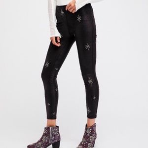 Free People Vegan Suede Studded Leggings Black 29